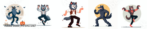 vector man wolf costume halloween party