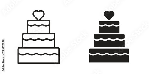 Wedding cake icon outline illustration sign