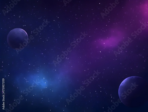 Beautiful space scene with planets and stars for sci-fi background illustration