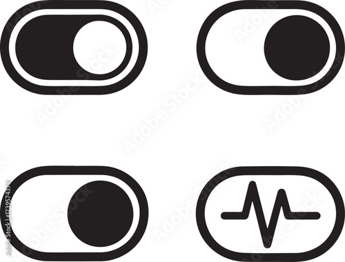 Toggle switch icons heartbeat symbol vector