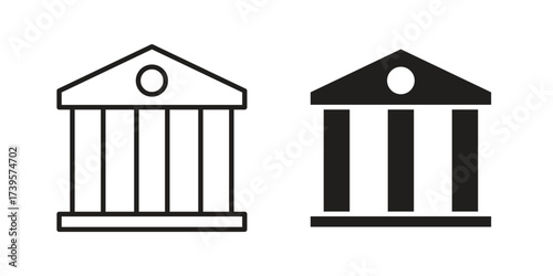 Bank icon flat black and white logo
