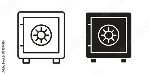 Bank vault icon flat black and white logo