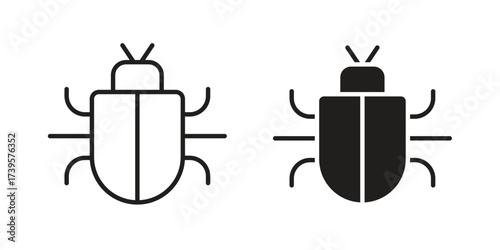 Bug icon flat black and white logo