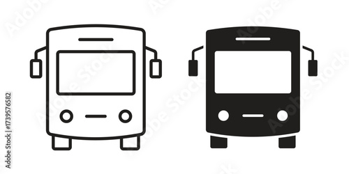 Bus icon flat black and white logo