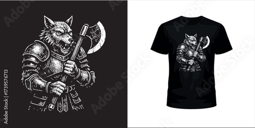 Print wolf with axe