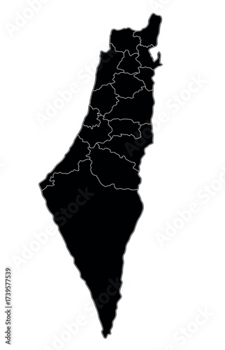 vector Palestine map on white background. Detailed Palestine map. Isolated Palestine map vector illustration on white background