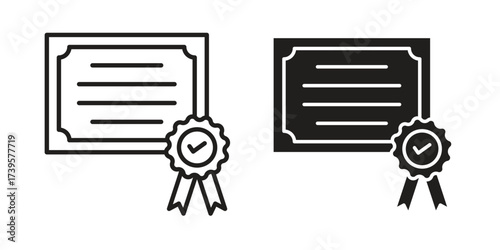 Certificate icon flat black and white logo