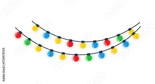 Festive multicolored string lights illustration ideal for holiday celebrations and decorations