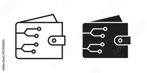 Cryptocurrency wallet icon flat black and white logo