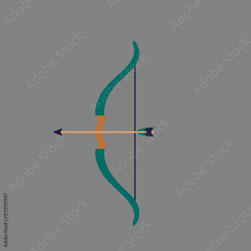 A simple illustration of a green bow and arrow.