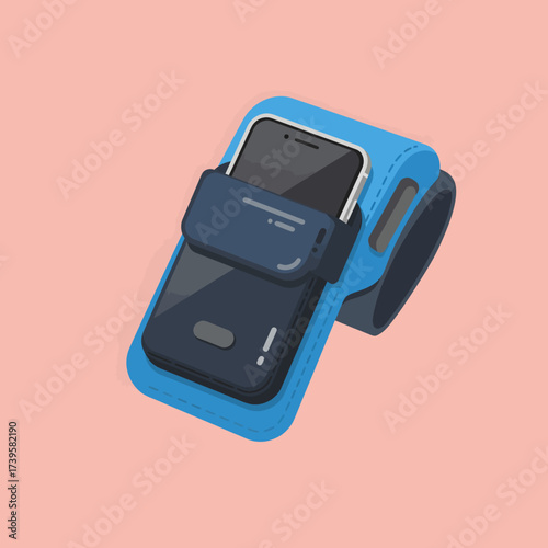 Blue smartphone wristband holder for active lifestyle and fitness tracking.