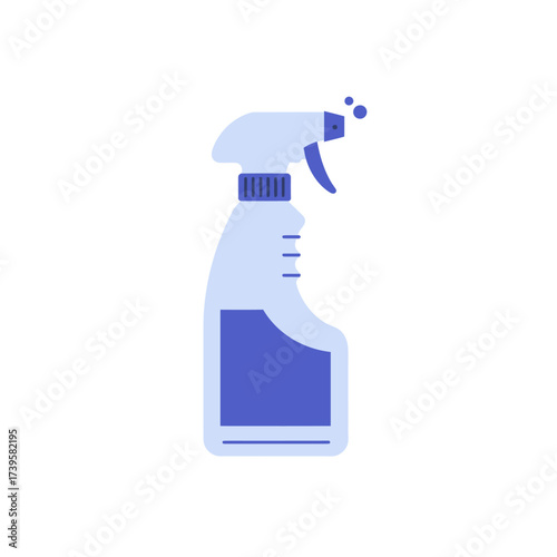 Blue plastic spray bottle for household cleaning products.