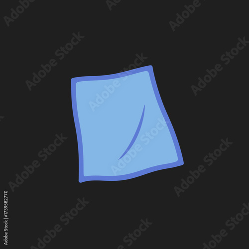 Hand drawn blue cleaning cloth or napkin illustration.