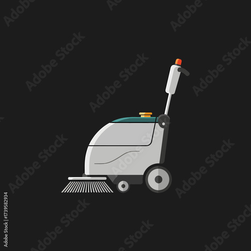 Industrial floor sweeper machine cleaning a surface efficiently and effectively.