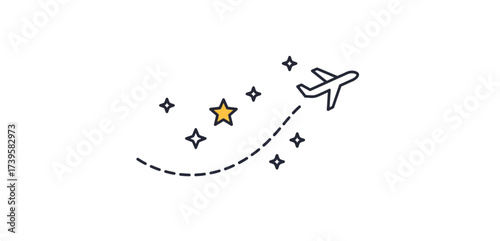 airplane travel route with stars a journey through the night sky suggesting dreams aspirations and wayfinding ideal for travel blogs