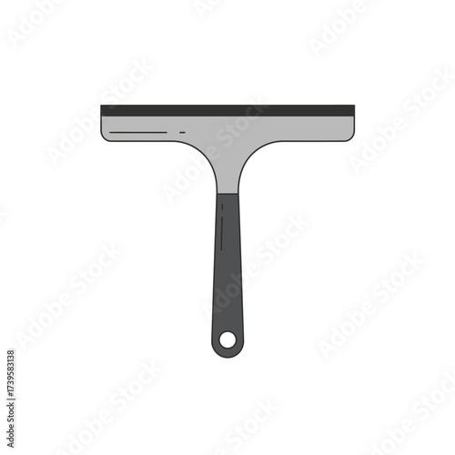 Monochrome vector illustration of a window cleaning squeegee tool.