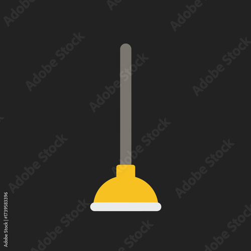 Simple flat design illustration of a yellow plunger.
