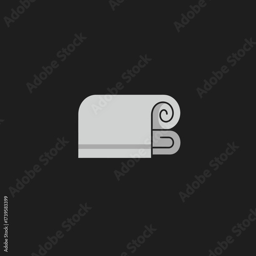 Simple graphic illustration of a neatly folded and rolled towel.