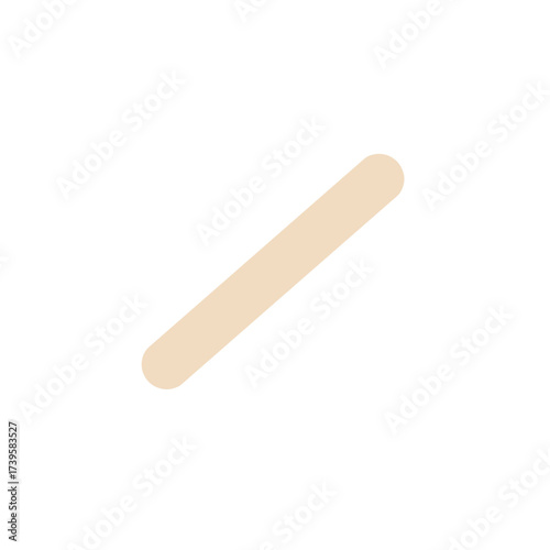 Single wooden craft stick or medical tongue depressor isolated on white background.