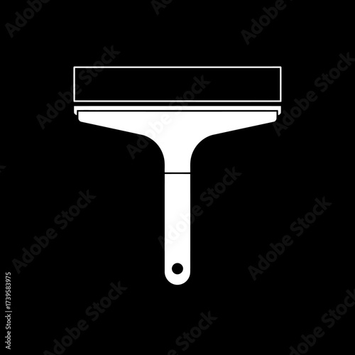 White squeegee tool for cleaning windows and surfaces isolated on black background.