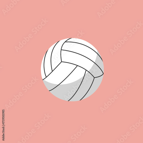 White Volleyball Ball Isolated on Pink Background.