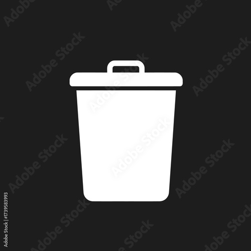 White trash can icon on a black background representing deletion or waste.