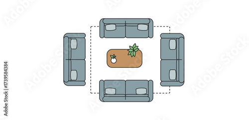 living room arrangement sofas around a coffee table with plants creating a cozy inviting space for relaxation and social gathering interior design concept