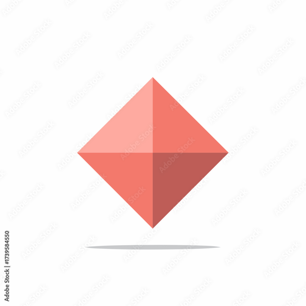 Naklejka premium Abstract geometric coral bipyramid crystal icon floating with a shadow