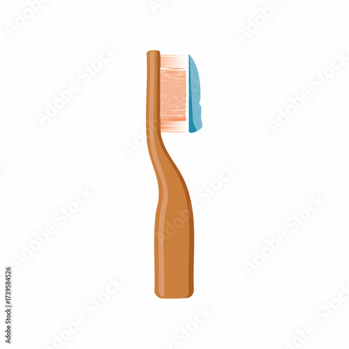 Wood Toothbrush with Blue Toothpaste for Oral Care and Dental Hygiene