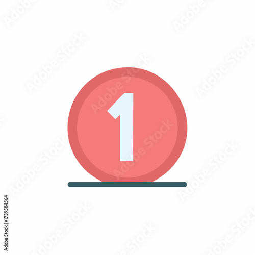 Red Circle with Number One and Line