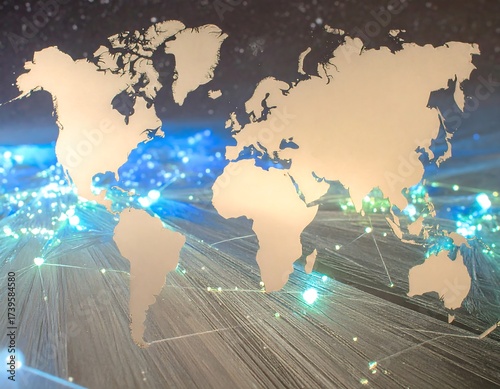 World map with glowing connections