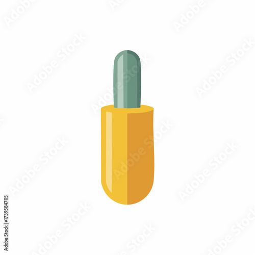 Stylized Illustration of a Yellow and Teal Dropper Bottle
