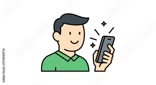 Man using smartphone person browsing mobile apps connecting online staying updated in a digital world for social media content and technology blogs
