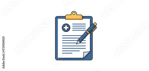 medical record review pen on clipboard with cross doctors note health check patient history important for reports and healthcare services