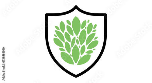 nature protection shield with green foliage symbolizing environmental conservation and sustainability perfect for websites and eco-friendly campaigns