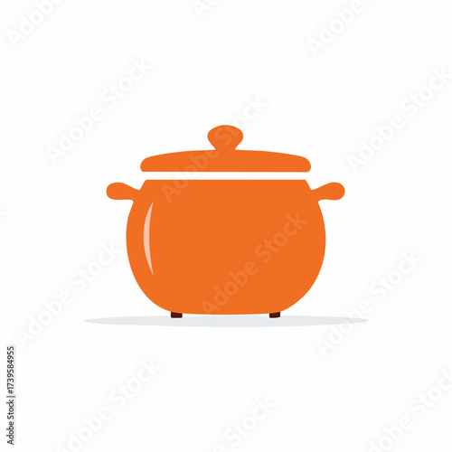 Bright orange cooking pot icon illustration perfect for kitchen designs and recipe graphics