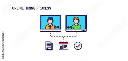 online hiring process two colleagues engaging in a virtual job interview over computers streamlining recruitment and ensuring a smooth candidate experience