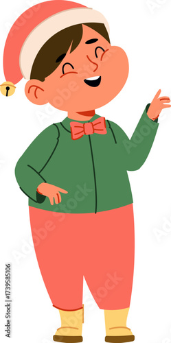 Smiling Elf Child in Festive Attire