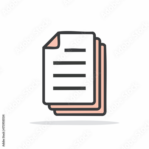 Hand drawn style vector icon of stacked documents or paper files