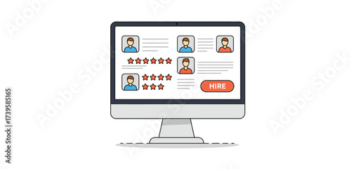 online recruitment hiring candidates from an online applicant pool reviewing job application ratings on a job portal for a talent search campaign.