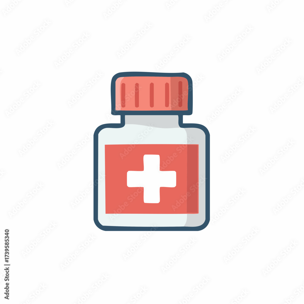 Obraz premium Medical Jar with Cross Symbol Illustration, Healthcare and Medicine Concept.