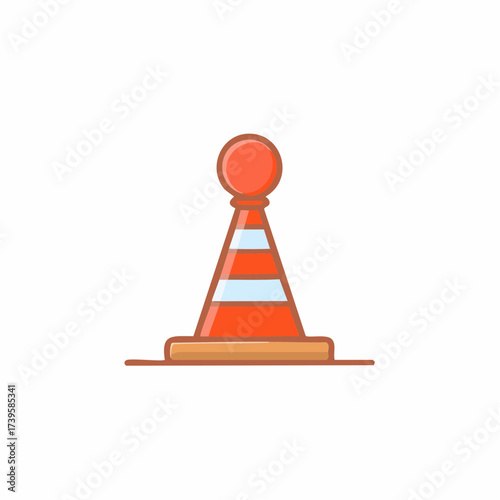 Vivid Orange and Blue Traffic Cone Illustration with a Round Top for Construction or Safety