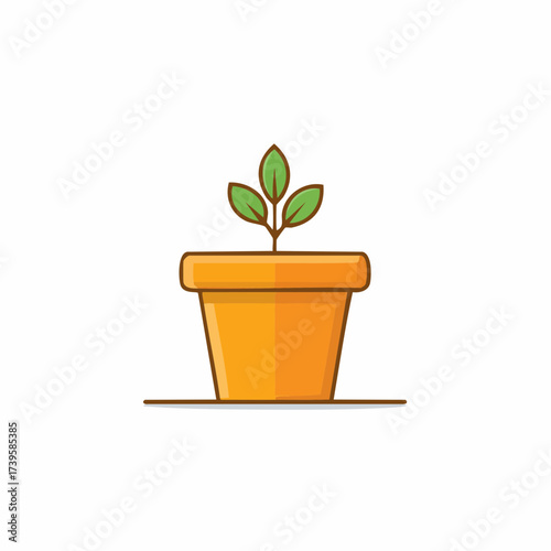 Sprout emerging from pot, new seedling in the soil, plant growing in a container