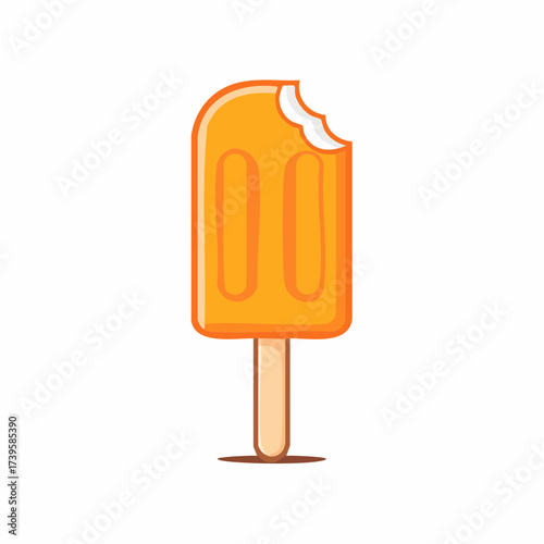 Bitten orange popsicle on a stick vector illustration cartoon icon