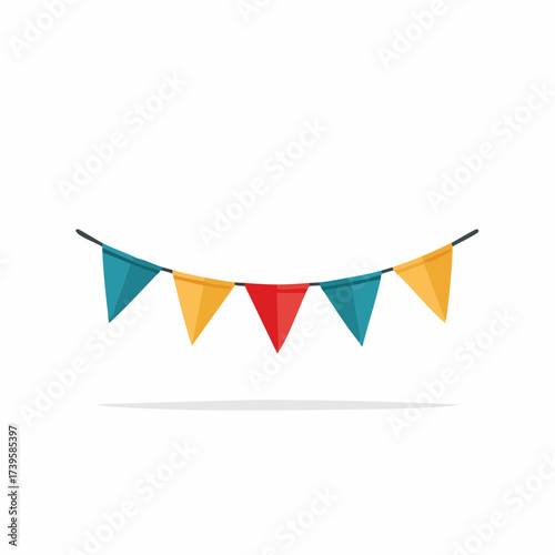 Colorful festive pennant garland decoration for party celebrations and happy events vector graphic