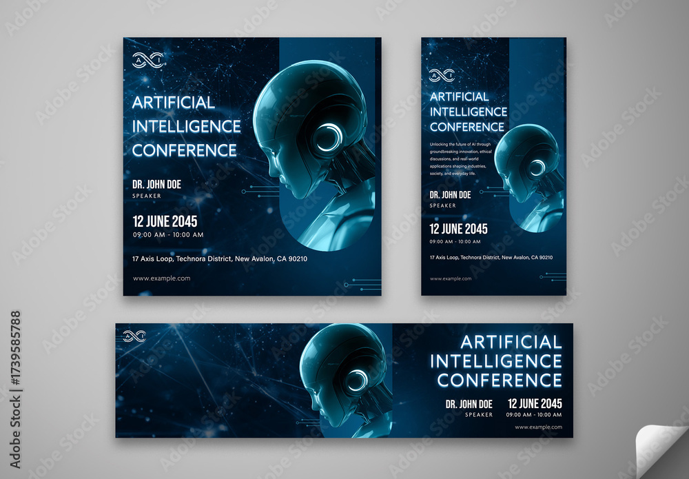 Editable AI Conference Social Media Pack – Futuristic Templates for ...