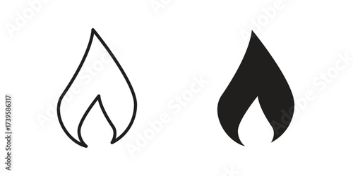 Fire icon flat black and white logo