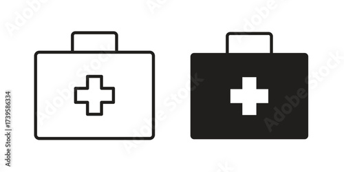 First aid kit icon flat black and white logo