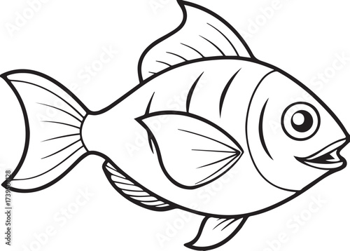 piranha fish outline vector illustration line art