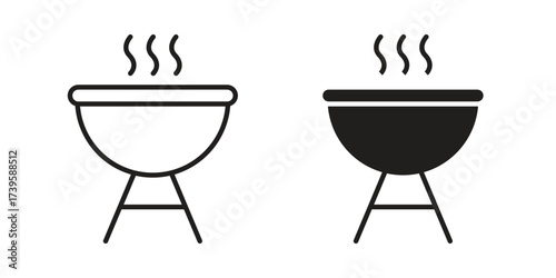 Grill icon flat black and white logo